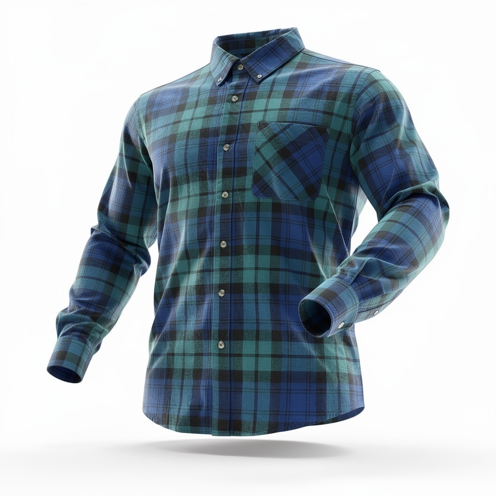 Magellan Outdoors classic Fit Blue and Green Plaid Men's Large Flannel Shirt